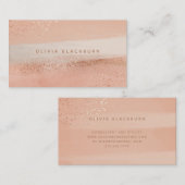 Carte De Visite Boho neutre| Aquarelle Abstraite et or Rose (Devant / Derrière)