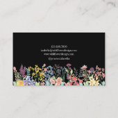Carte De Visite Boho noir Fleur sauvage aquarelle Floral (Dos)