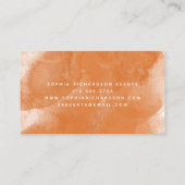 Carte De Visite Boho Orange Aquarelle et Script (Dos)