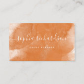 Carte De Visite Boho Orange Aquarelle et Script (Devant)