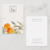 Carte De Visite Boho Orange Fruit Aquarelle Collier Logo (Devant / Derrière)