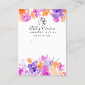 Carte De Visite Boho orange purplefloral logo bijoux oreille (Devant)