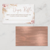 Carte De Visite Boho Pampas Baby shower de laiton Refus de couches (Devant / Derrière)