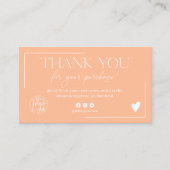 Carte De Visite Boho peach script ordre merci (Devant)