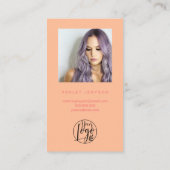 Carte De Visite Boho peach script photo logo commander merci (Dos)