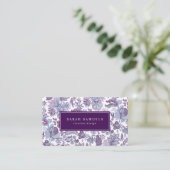 Carte De Visite Boho pourpre Vintage Floral (Debout devant)