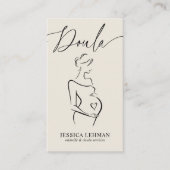 Carte De Visite Boho Pregnant Lady Line Art Doula Midwife QRCODE  (Devant)