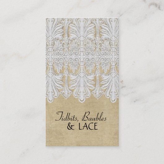 Carte De Visite BOHO Printing Burlap n dentelle gitane Moderne Sty (Devant)