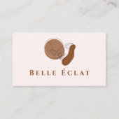 Carte De Visite Boho professionnel Lineart Beige Blanc QR Code (Devant)