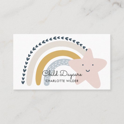 Carte De Visite Boho Rainbow Garderie pour enfants Garde d'enfants (Devant)