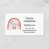 Carte De Visite Boho Rainbow Pastel Heart Babysitting (Devant)