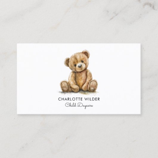 Carte De Visite Boho Rainbow Teddy Bear Garderie (Devant)