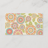 Carte De Visite Boho Retro Fleurs funky Motif Floral (Crème) (Dos)
