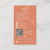 Carte De Visite Boho Retro French Scribble cake decorateur code qr (Dos)