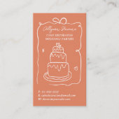 Carte De Visite Boho Retro French Scribble cake decorateur code qr (Devant)