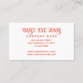 Carte De Visite Boho Rétro Orange Et Vert Floral (Dos)