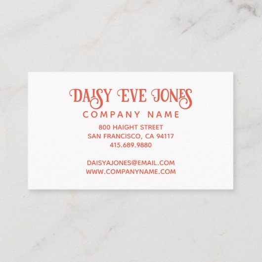 Carte De Visite Boho Rétro Orange Et Vert Floral (Dos)