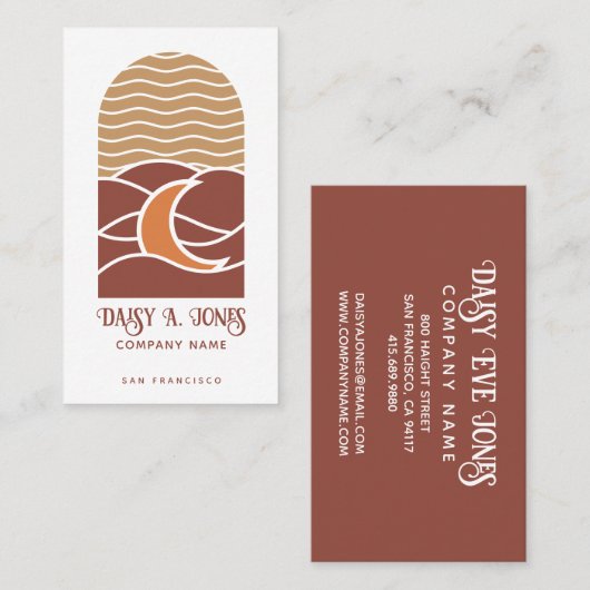 Carte De Visite Boho Retro Sun (Devant / Derrière)