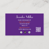 Carte De Visite Boho Retro Wavy Lines Social Media Code QR (Dos)
