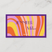 Carte De Visite Boho Retro Wavy Lines Social Media Code QR (Devant)