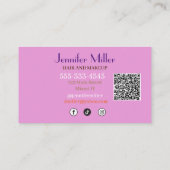 Carte De Visite Boho Retro Wavy Lines Social Media Code QR (Dos)