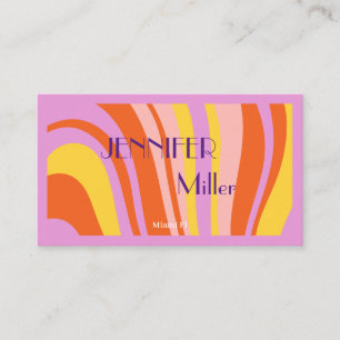 Carte De Visite Boho Retro Wavy Lines Social Media Code QR