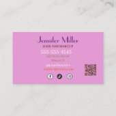 Carte De Visite Boho Retro Wavy Lines Social Media Code QR (Dos)