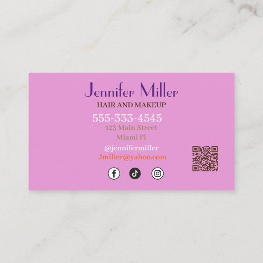 Carte De Visite Boho Retro Wavy Lines Social Media Code QR (Dos)