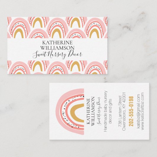 Carte De Visite Boho rose arc-en-ciel (Devant / Derrière)