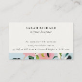 Carte De Visite Boho rose bleu vert peint Apport floral (Dos)