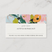 Carte De Visite Boho rose bleu vert peint Apport floral (Devant)