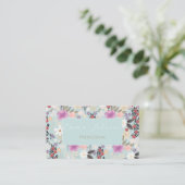 Carte De Visite Boho rose Fleurs sauvages Floral Skylight Peinture (Debout devant)