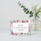 Carte De Visite Boho rose Floral Wedding RSVP site en ligne (Debout devant)