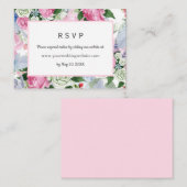 Carte De Visite Boho rose Floral Wedding RSVP site en ligne (Devant / Derrière)