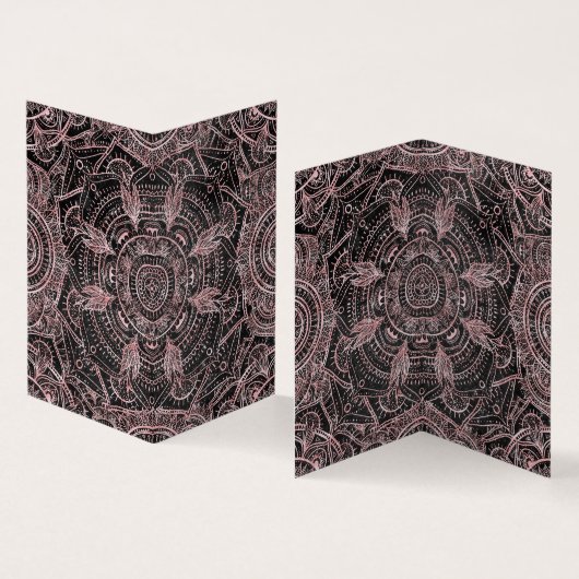 Carte De Visite Boho Rose Gold Grey Mandala Design élégant (Intérieur et extérieur)