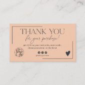 Carte De Visite Boho rose marine bleu script commander merci (Devant)