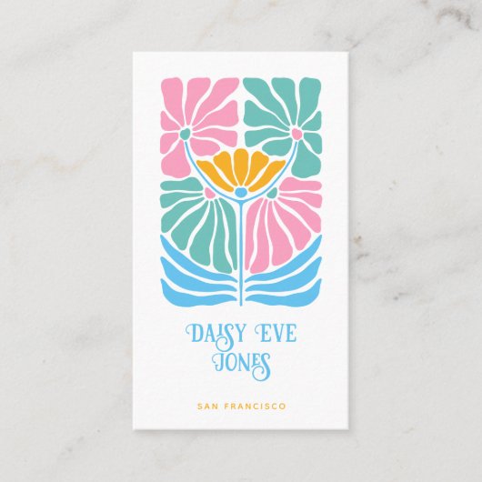 Carte De Visite Boho rose or orange rétro Floral (Devant)