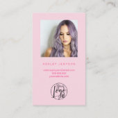 Carte De Visite Boho rose script photo logo commander merci (Dos)
