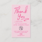 Carte De Visite Boho rose script photo logo commander merci (Devant)