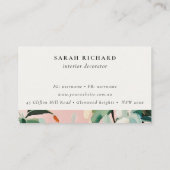 Carte De Visite Boho rose Turquoise vert peint Apport Floral (Dos)