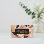 Carte De Visite Boho rose vif Feuilles Collection moderne (Debout devant)