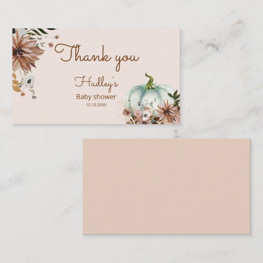 Carte De Visite Boho Rustic citrouille d'automne merci (Devant / Derrière)