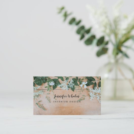 Carte De Visite Boho Rustique Floral Custom (Debout devant)