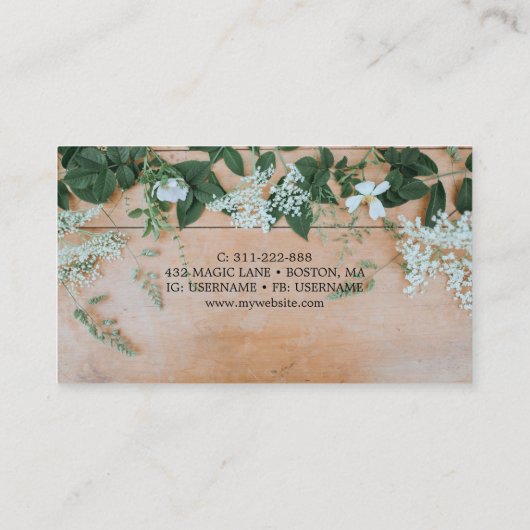 Carte De Visite Boho Rustique Floral Custom (Dos)