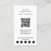 Carte De Visite Boho Singer Musicien Photo Médias sociaux QR Code (Dos)