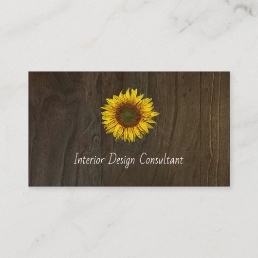 Carte De Visite Boho Sunflower QR code Rustic Barn Wood (Devant)