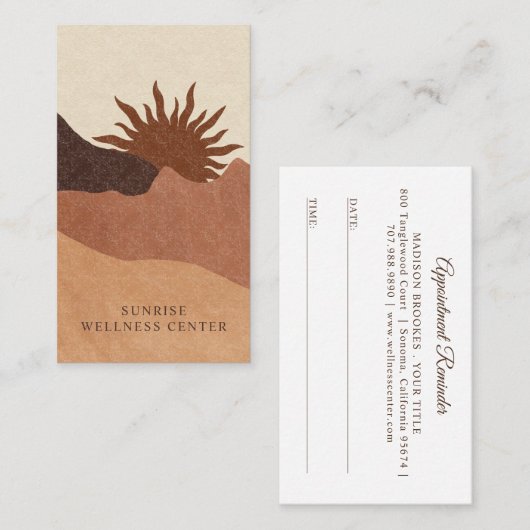 Carte De Visite Boho Sunrise Wellness Centre Spa Rendez-Vous Et (Devant / Derrière)