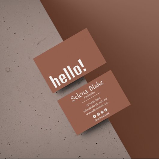 Carte De Visite Boho tendance rétro - moderne brun et blanc