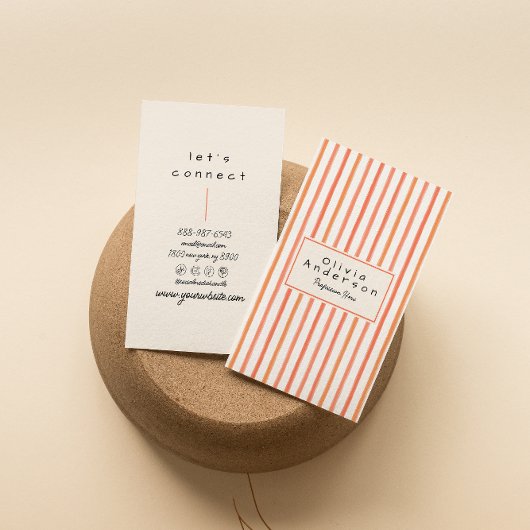 Carte De Visite Boho tendance Retro Orange Rouge Main Tirée