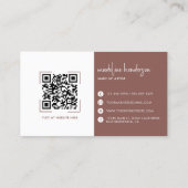 Carte De Visite Boho Terracotta Calligraphie Script QR Code (Dos)